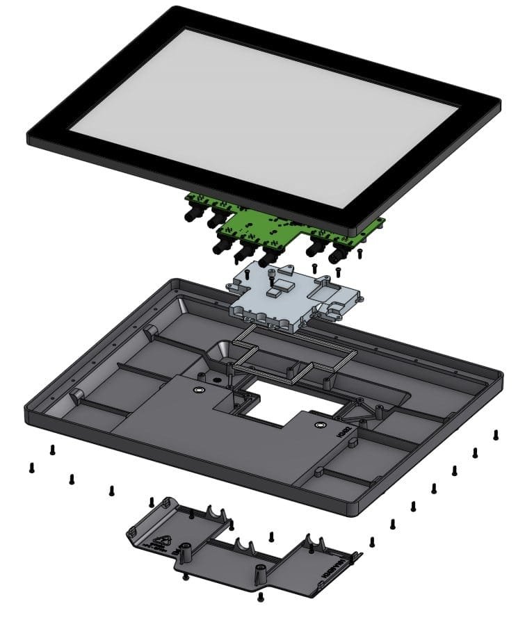 Screenshot of a software interface in a dark theme: side navigation pane, top menus, and a main workspace with charts and controls. Modern layout intended for data monitoring/management in a technical environment.